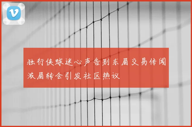独行侠球迷心声告别东眉交易传闻浓眉转会引发社区热议